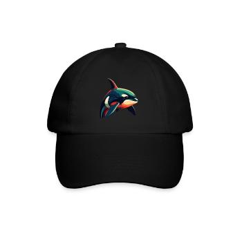 Orca Cartoon Character Colorful Pet Animal - Baseball Cap - black/black - Front