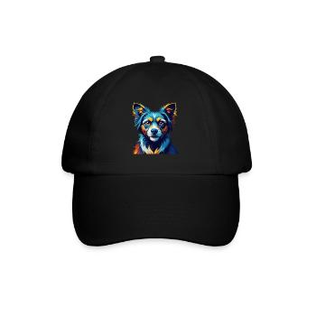 Hortaya Borzaya Hunderasse bunter Cartoon Kawaii - Baseballkappe - Schwarz/Schwarz - Vorne