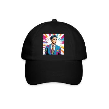 Portrait style pop art homme élégant - Casquette classique - noir/noir - Devant