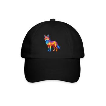 Coyote Colorful Kawaii Cartoon Character Clipart - Baseball Cap - black/black - Front