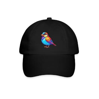 Moineau coloré Kawaii Dessin animé Personnage Clipart - Casquette classique - noir/noir - Devant