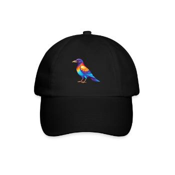 Magpie Colorful Kawaii Cartoon Character Clipart - Baseball Cap - black/black - Front