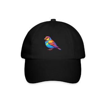 Moineau coloré Kawaii personnage de dessin animé oiseau - Casquette classique - noir/noir - Devant