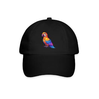 Parrot Colorful Kawaii Cartoon Character Bird - Baseball Cap - black/black - Front