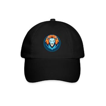 Lion Cute Kawaii Cartoon Clipart Animal Pet Logo - Baseball Cap - black/black - Front