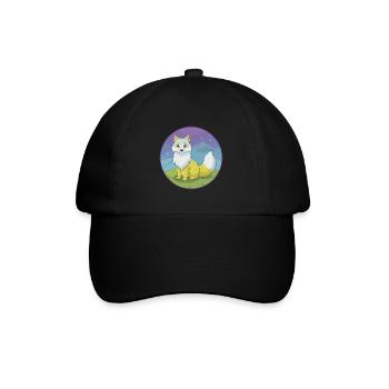 Polarfuchs Niedlich Kawaii Cartoon Clipart Tier Haustier - Baseballkappe - Schwarz/Schwarz - Vorne