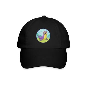 Siegel Niedliche Kawaii Cartoon Clipart Tier Haustier - Baseballkappe - Schwarz/Schwarz - Vorne