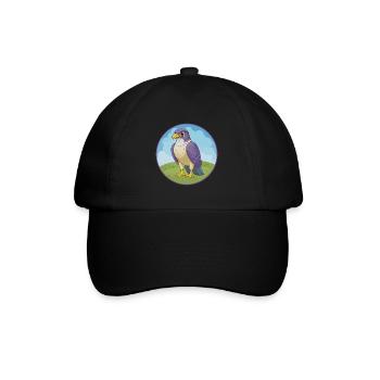 Falcon Cute Kawaii Cartoon Clipart Animal Pet - Baseball Cap - black/black - Front