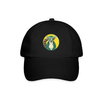 Lemur Cute Kawaii Cartoon Clipart Pet Animal - Baseball Cap - black/black - Front