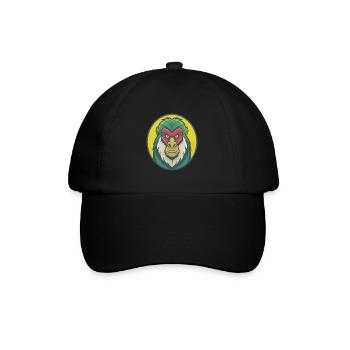 Mandrill Niedliche Kawaii Cartoon Clipart Haustier Tier - Baseballkappe - Schwarz/Schwarz - Vorne