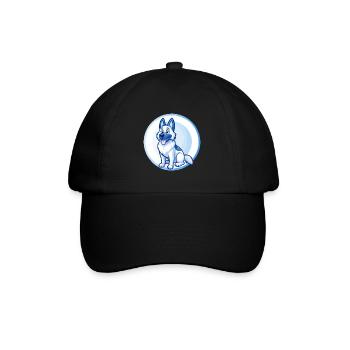 German Shepherd Dog Blue Kawaii Cartoon Character - Baseball Cap - black/black - Front