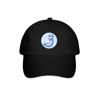 Regenwurm Blau Kawaii Cartoon Figur Clipart - Baseballkappe - Schwarz/Schwarz - Vorne