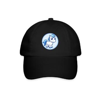 Pony Blue Kawaii Cartoon Character Clipart Pet - Baseball Cap - black/black - Front
