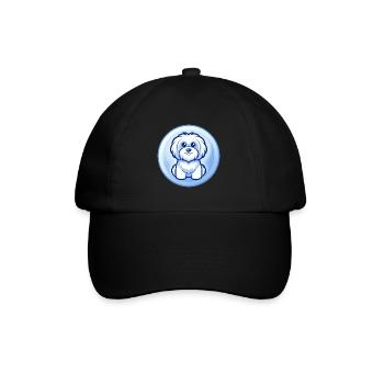 Havaneser Hund Blau Kawaii Cartoon Figur Clipart - Baseballkappe - Schwarz/Schwarz - Vorne