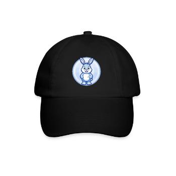 Rabbit Blue Kawaii Cartoon Character Clipart Pet - Baseball Cap - black/black - Front