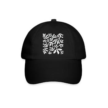 Abstrakt Koralle L Weiß - Baseballkappe - Schwarz/Schwarz - Vorne