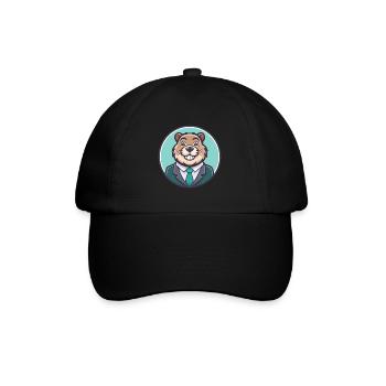 Beaver Kawaii Cartoon Character Animal Pet Face - Baseball Cap - black/black - Front