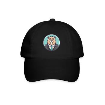 Murmeltier Kawaii Cartoon Figur Tier Haustier Gesicht - Baseballkappe - Schwarz/Schwarz - Vorne