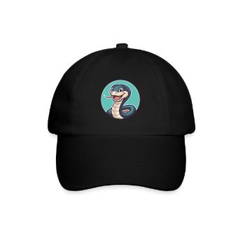 Serpent Kawaii Dessin animé Personnage Animal Animal Visage - Casquette classique - noir/noir - Devant