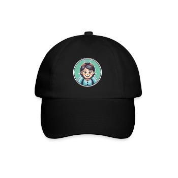 Ladybug Kawaii Cartoon Character Animal Pet Face - Baseball Cap - black/black - Front