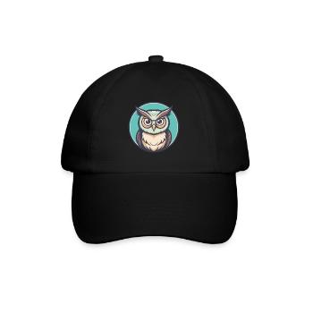 Eule Kawaii Cartoon Figur Tier Haustier Gesicht - Baseballkappe - Schwarz/Schwarz - Vorne
