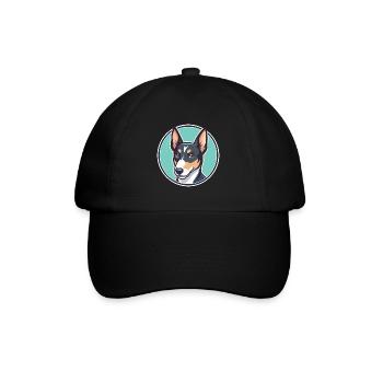 Japanese Terrier Dog Breed Cartoon Kawaii Clipart - Baseball Cap - black/black - Front
