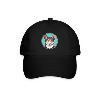 Norwegischer Lundehund Hunderasse Lustige Karikatur Kawaii - Baseballkappe - Schwarz/Schwarz - Vorne