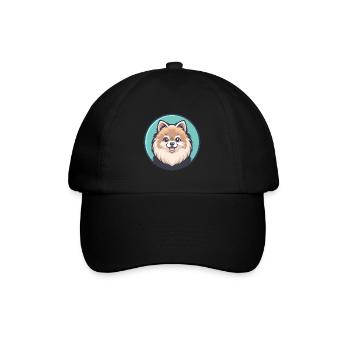 Pommersche Hunderasse Cartoon Kawaii Clipart Tier - Baseballkappe - Schwarz/Schwarz - Vorne