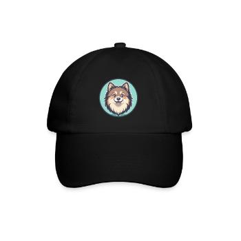 Spitz Hund Rasse Cartoon Kawaii Clipart Tier Haustier - Baseballkappe - Schwarz/Schwarz - Vorne
