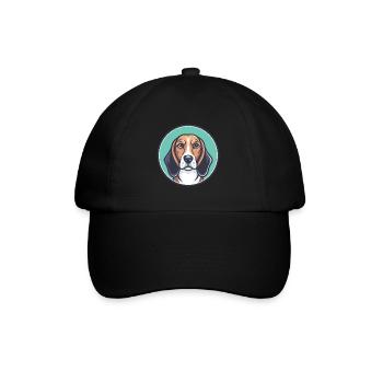 Welsh Hound Dog Breed Funny Cartoon Kawaii Clipart - Baseball Cap - black/black - Front