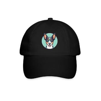 Treeing Feist Dog Breed Cartoon Kawaii Clipart Pet - Baseball Cap - black/black - Front