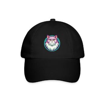 British Longhair Cat Breed Cartoon Kawaii Animal - Baseball Cap - black/black - Front