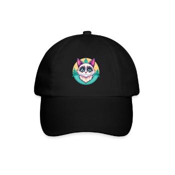 Schneeschuh Katze Rasse Karikatur Kawaii Tier Haustier - Baseballkappe - Schwarz/Schwarz - Vorne