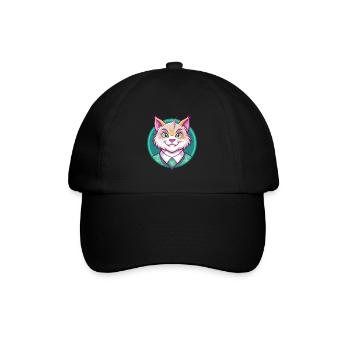 Highlander Katzenrasse Cartoon Kawaii Tier Haustier - Baseballkappe - Schwarz/Schwarz - Vorne