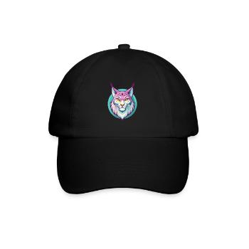 Lynx eurasien Chat race Dessin animé Kawaii Animal Animal Pet - Casquette classique - noir/noir - Devant