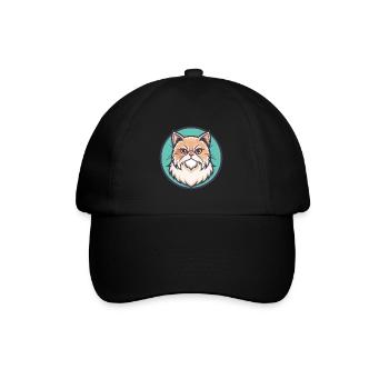 Persische Katze Rasse Cartoon Kawaii Tier Haustier - Baseballkappe - Schwarz/Schwarz - Vorne