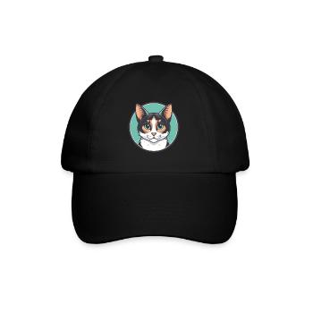 Japanische Bobtail Katze Rasse Karikatur Kawaii Tier - Baseballkappe - Schwarz/Schwarz - Vorne