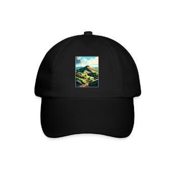 Malvern Hills Aonb Travel Poster Postcard Painting - Baseball Cap - black/black - Front