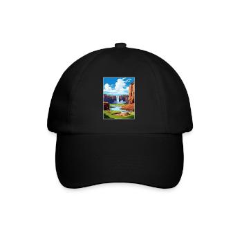 Ouzoud Waterfalls Morocco Travel Poster Souvenir - Baseball Cap - black/black - Front