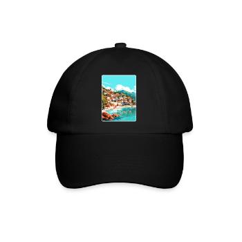 Yelapa Travel Poster Souvenir Postcard Painting - Baseball Cap - black/black - Front