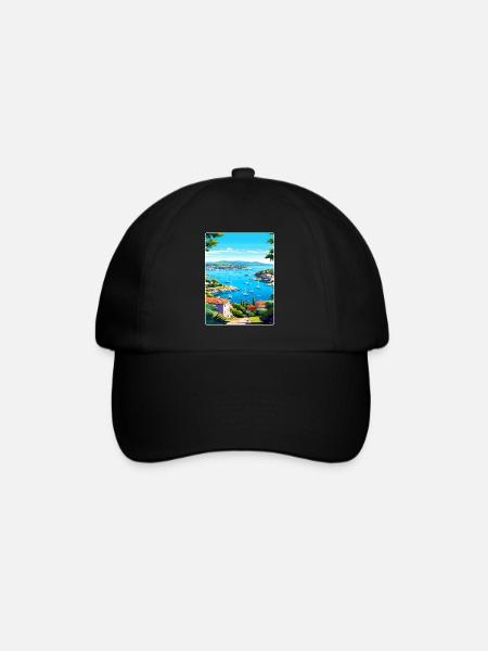 Côte Dazur France Affiche de voyage Peinture Souvenir WPA - Casquette classique - noir/noir