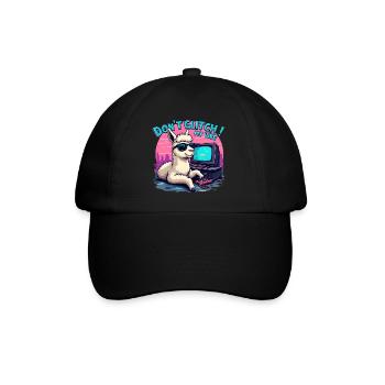 Don't Glitch my Vibe - Retro Gaming Alpaka - Baseballkappe - Schwarz/Schwarz - Vorne