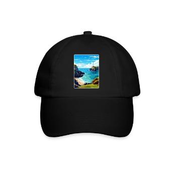 Kynance Cove England Reiseposter Souvenir WPA - Baseballkappe - Schwarz/Schwarz - Vorne