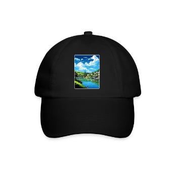 Fowey River Angleterre Affiche de voyage vintage souvenir - Casquette classique - noir/noir - Devant