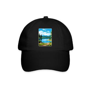 Big Bear Lake California Travel Poster Souvenir - Baseball Cap - black/black - Front