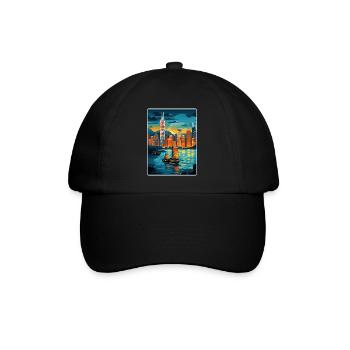 Hong Kong Chine Voyage Affiche Souvenir Peinture WPA - Casquette classique - noir/noir - Devant