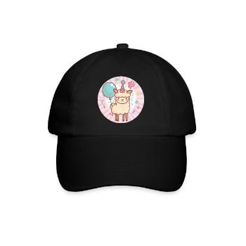 Alpaka Llama Geburtstag Baby - Baseballkappe - Schwarz/Schwarz - Vorne