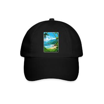 American Samoa National Park Travel Poster Card - Baseball Cap - black/black - Front