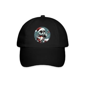 Französische Bulldogge Hund Weihnachten Rocker Git - Baseballkappe - Schwarz/Schwarz - Vorne