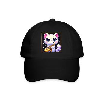 Conception de dessin animé de chat de saxophone mignon - Casquette classique - noir/noir - Devant